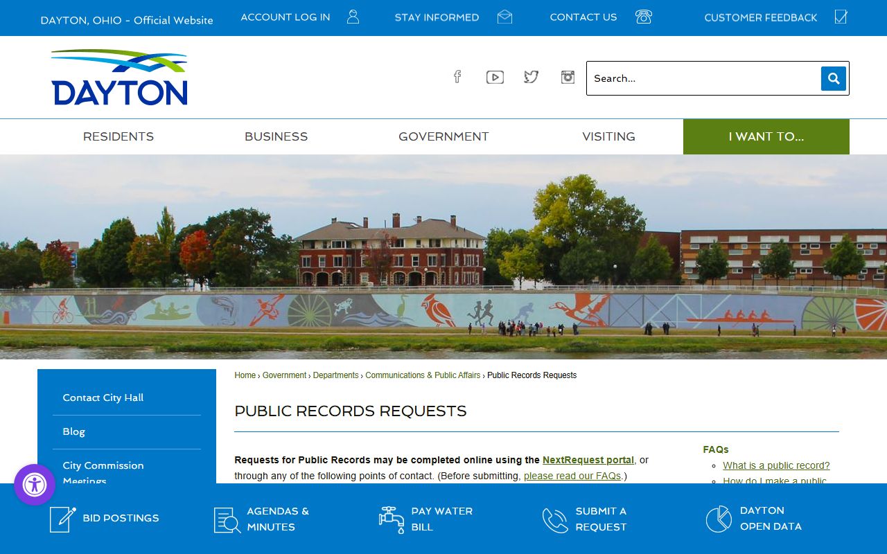 Dayton busted mugshots public records request page