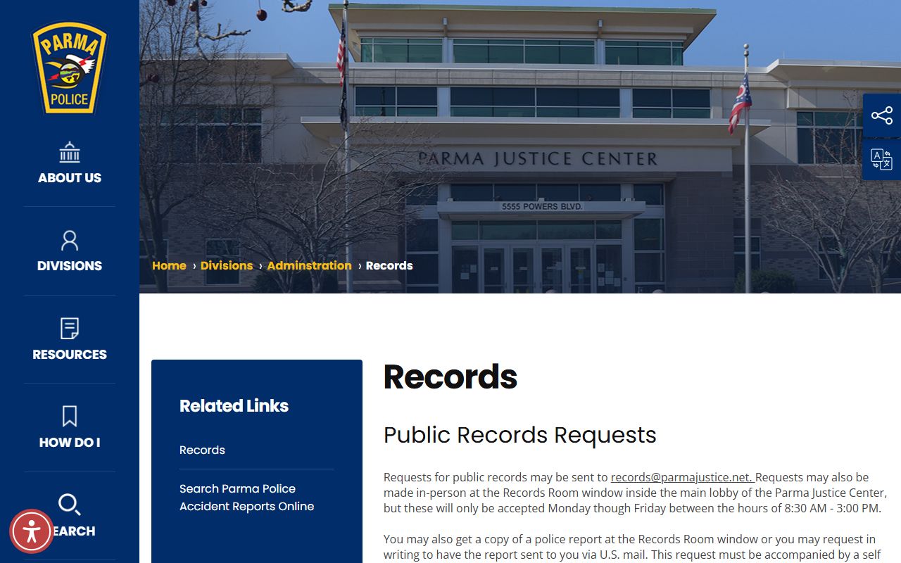 Parma busted mugshots records division page