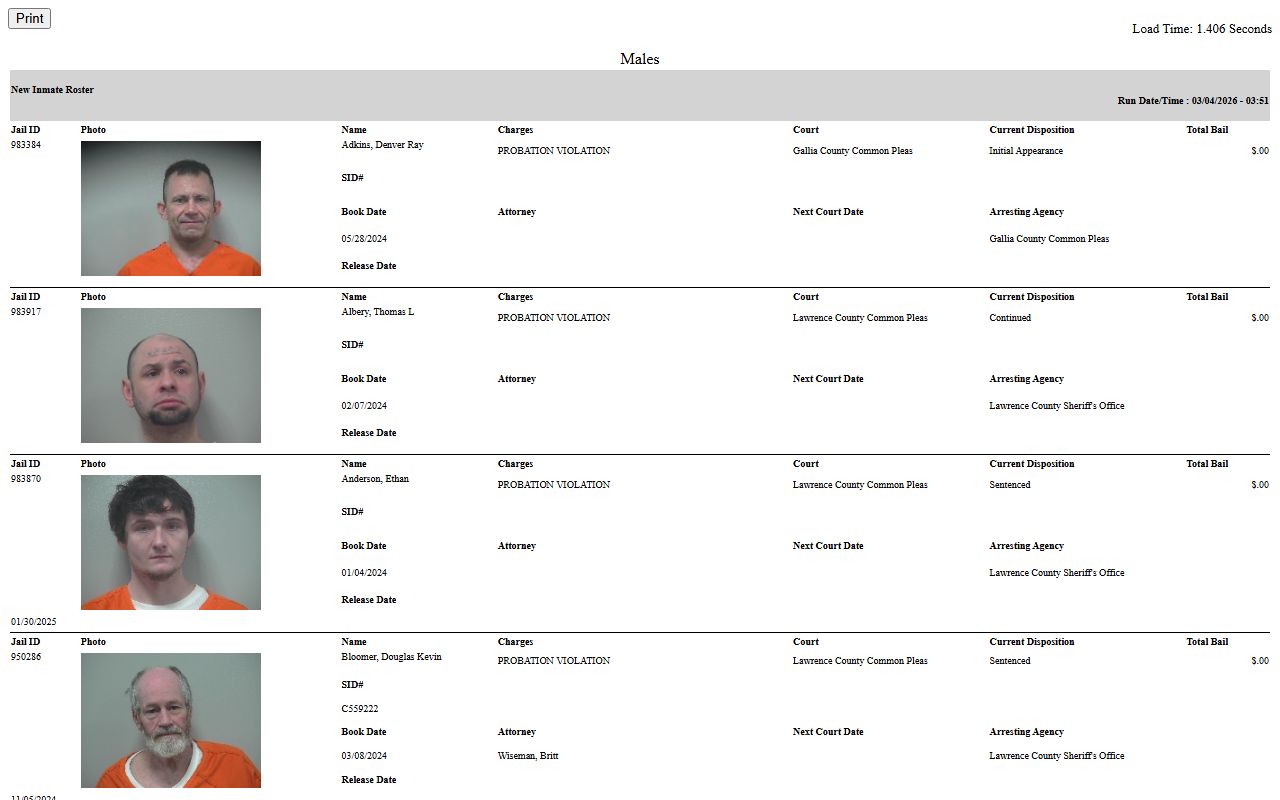 Gallia County busted mugshots JDS inmate search