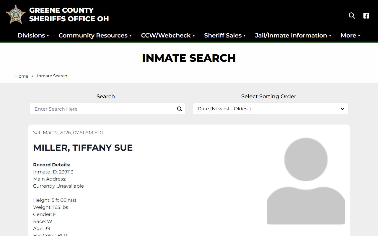 Greene County busted mugshots inmate search system