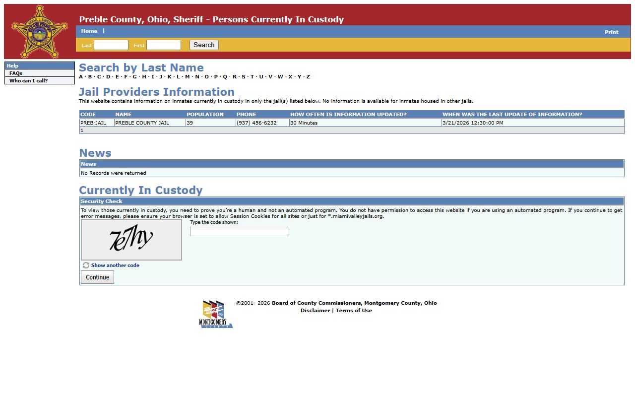 Preble County busted mugshots Miami Valley Jails system