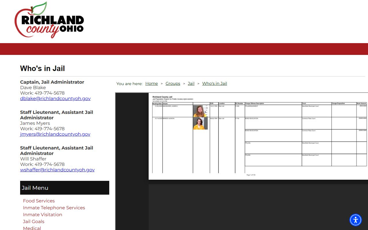 Richland County busted mugshots jail inmate search