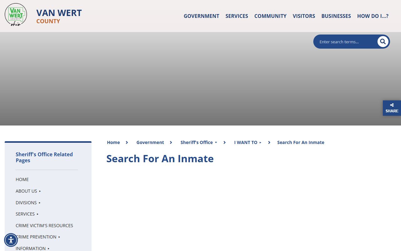 Van Wert County busted mugshots online inmate search tool