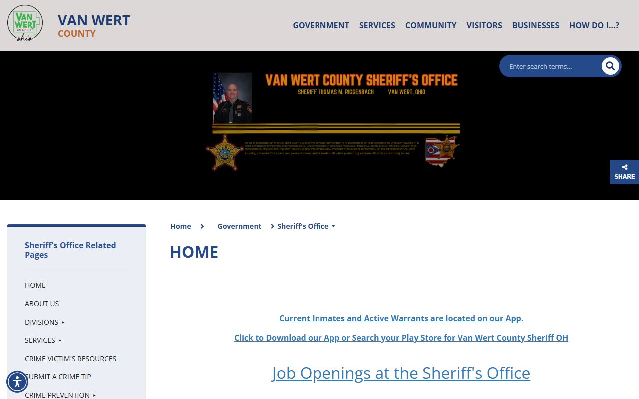 Van Wert County busted mugshots sheriff's office website